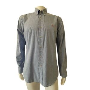 Ralph Lauren Blue & White Check Men's Large Slim Shirt  Pony  #preppy